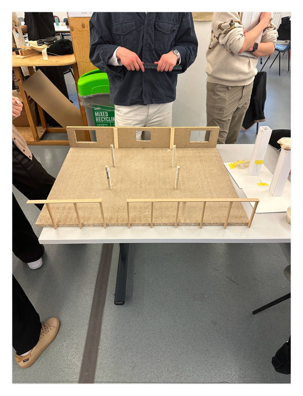 Scale model of the library interior, built to test where the pavilion would sit